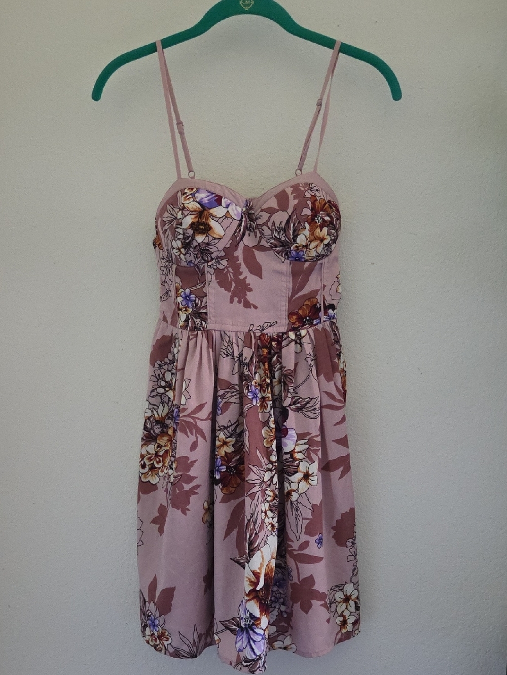 Band of Gypsies Dusty Rose Floral Strapless Dress